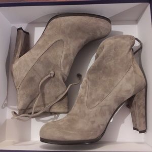 Stuart Weitzman Gray Glove Tie Back Ankle Boots